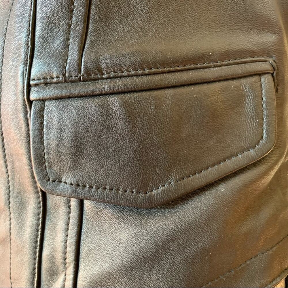 Black Leather Racerback Vest with Button Front - Picture 6 of 10